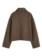 Brown Cropped Oversized Wool Jacket