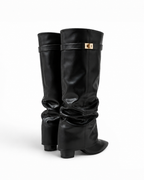 Black Leather Knee-High Boots