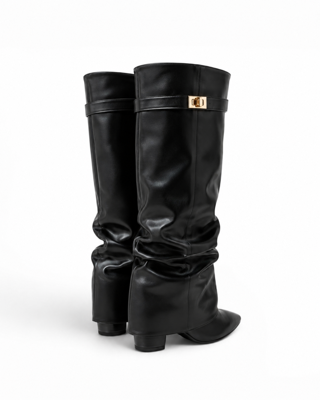 Black Leather Knee-High Boots