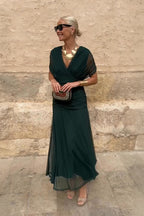 Gradient Pleated Maxi Dress