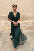 Gradient Pleated Maxi Dress