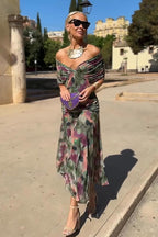 Gradient Pleated Maxi Dress