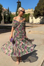 Gradient Pleated Maxi Dress