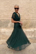 Gradient Pleated Maxi Dress