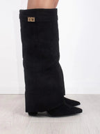 Suede Fold-Over Boots